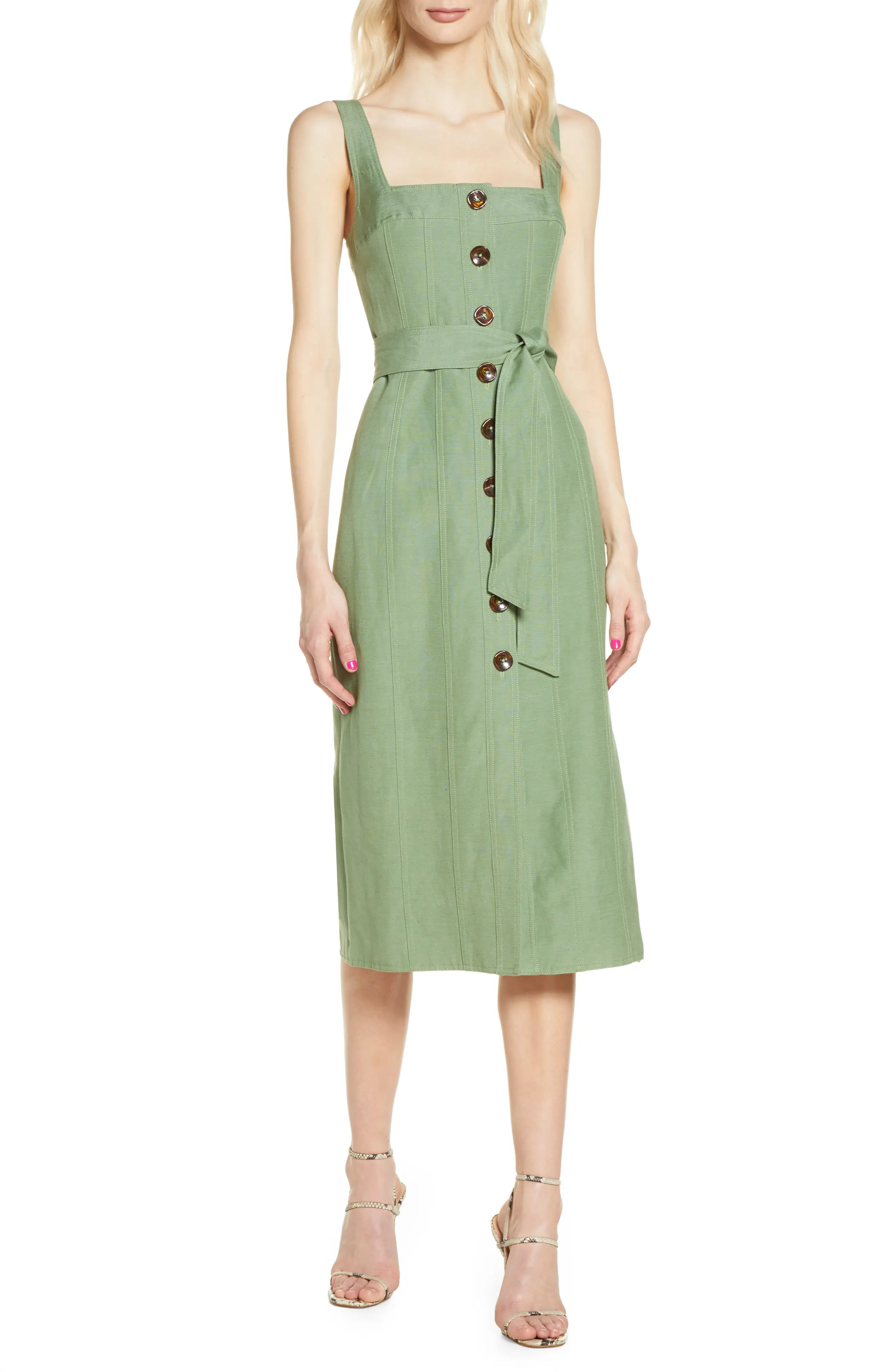 Women's C/meo Collective Occurrence Button-Up Midi Dress, Size Small - Green | Nordstrom