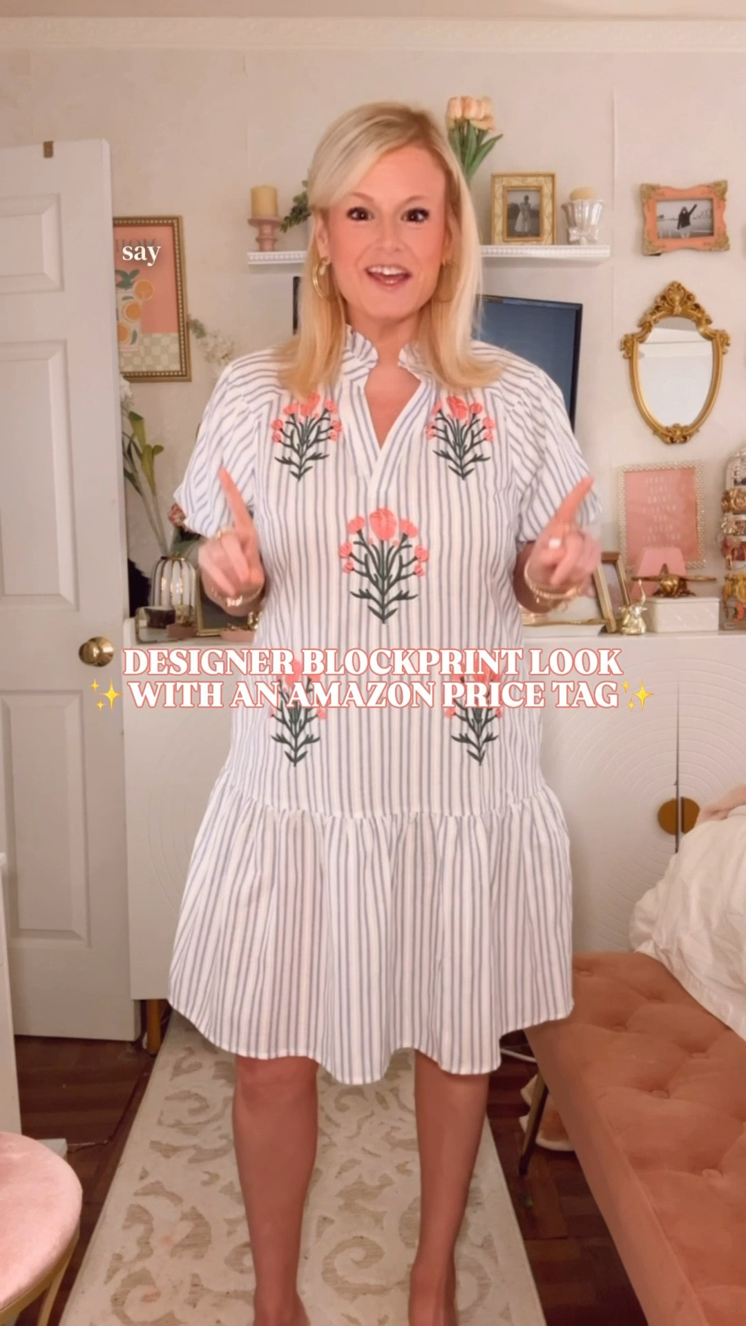 Block Print Dress Amazon | Designer 
Block Print Look For Less | Spring Dress Try On

block print dress women | designer block print dress | Amazon block print dress | embroidered stripe dress | spring dress women

This dress has no right to exist on Amazon. And yet. Here she is.

Blue and white stripe. Pink floral block print embroidery scattered across the bodice. Puff sleeves. Ruffle collar. Tiered drop hem that swings when you walk. 

Every single detail that makes a dress look like it came from a designer boutique — on Amazon.

I am in a medium. Available in three colors. Not a single one misses.

This is your Easter brunch dress. Your garden party dress. Your farmers market dress. Your vacation dress that makes everyone on the trip ask where you found her.

If you are searching:
block print dress women
designer block print dress
embroidered spring dress
stripe block print dress
Amazon spring dress
Easter dress women
spring dresses women
garden party dress women
vacation outfits beach
spring break outfit
bridal shower dress
baby shower dress
floral embroidered dress
tiered drop hem dress
puff sleeve dress women
cottagecore dress women
feminine spring dress
designer look for less dress
spring outfits women

This is the one.

Amazon. Three colors. In stock now.

The woman who pays full price for this look hasn’t found this yet. But you have.
⸻
block print dress amazon women, designer block print look for less, embroidered stripe spring dress, amazon fashion spring dress 2026, easter dress women affordable, garden party dress amazon, vacation dress block print, tiered drop hem dress women, puff sleeve embroidered dress, spring dress look for less amazon
⸻
#BlockPrintDress #AmazonFashion #SpringDresses #EasterDress #LookForLess #SpringOutfits #LTKFindsUnder100 #LTKFindsUnder50 #LTKSeasonal #LTKWedding

#LTKTravel #LTKootd #LTKSeasonal