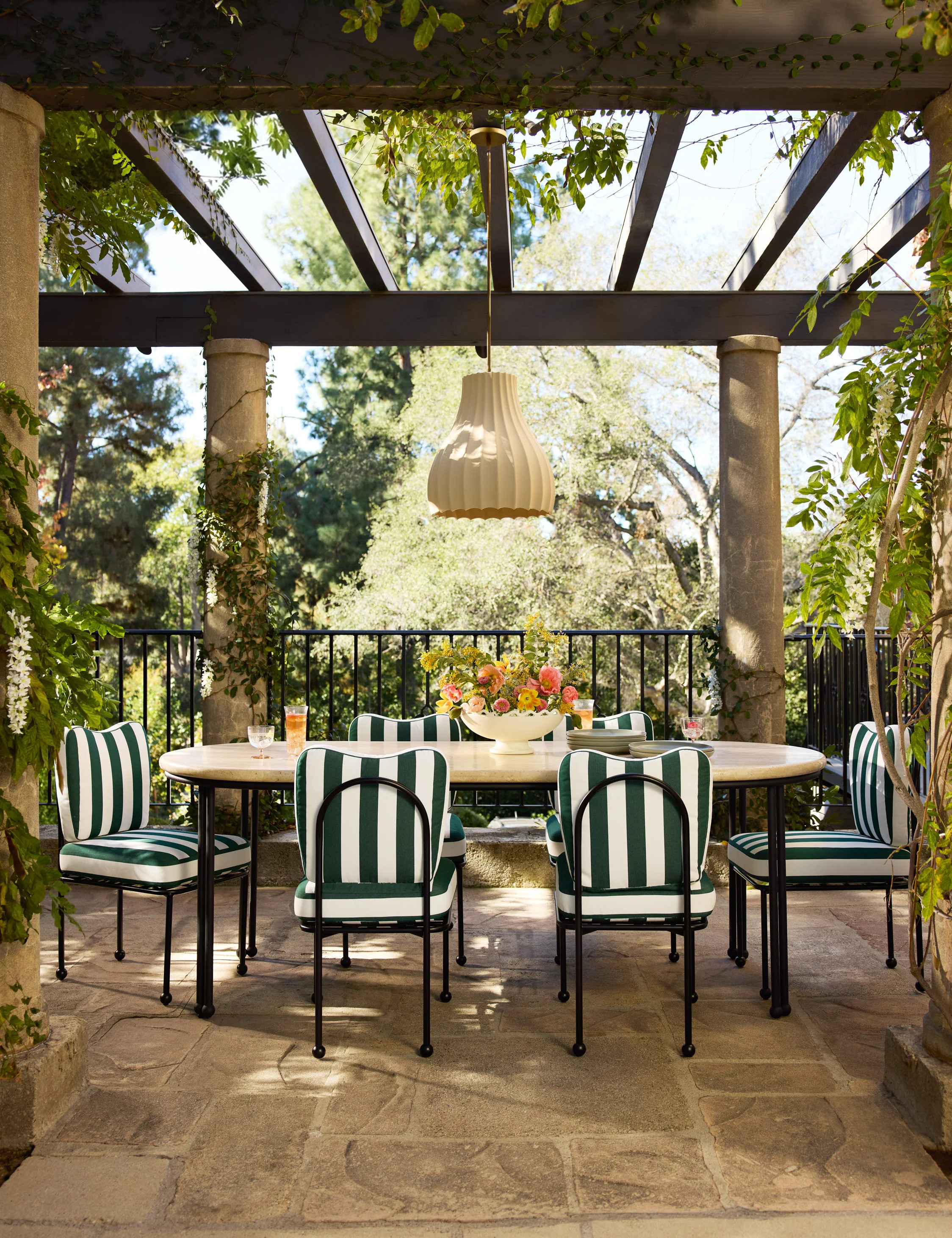 Cading Outdoor Pendant Light, Cream, 16.5"Dia | Lulu and Georgia 