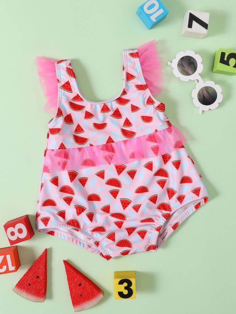 Baby Girl Watermelon Print One Piece Swimsuit | SHEIN