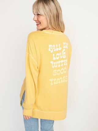 Vintage Long-Sleeve Garment-Dyed French-Terry Tunic Sweatshirt for Women | Old Navy (US)