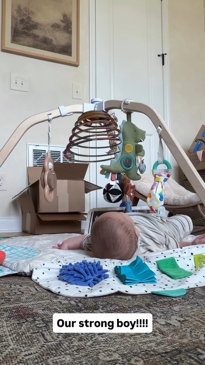 Our strong boy!!!! What we have been using for tummy time❤️