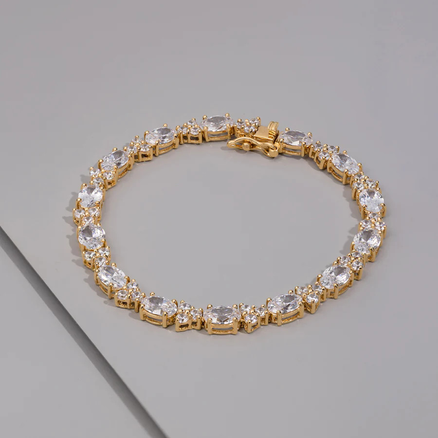 Pave 18K Gold Vermeil Oval Floral Tennis Bracelet | Wanderlust + Co