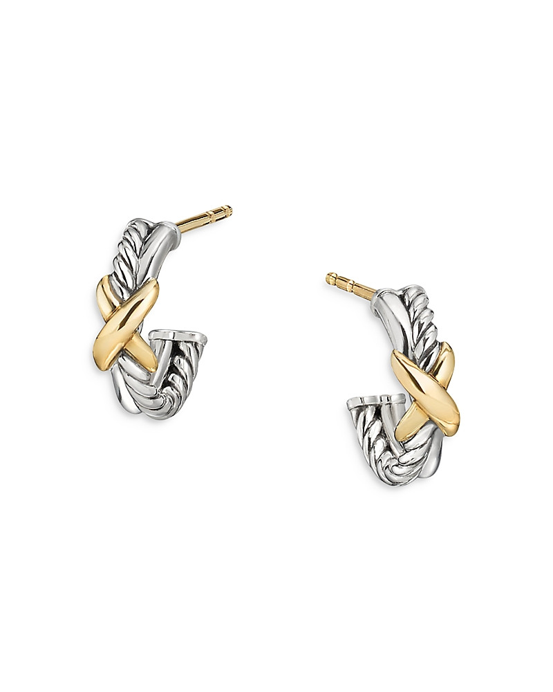 David Yurman Sterling Silver & 18K Yellow Gold Petite X Mini Hoop Earrings | Bloomingdale's (US)