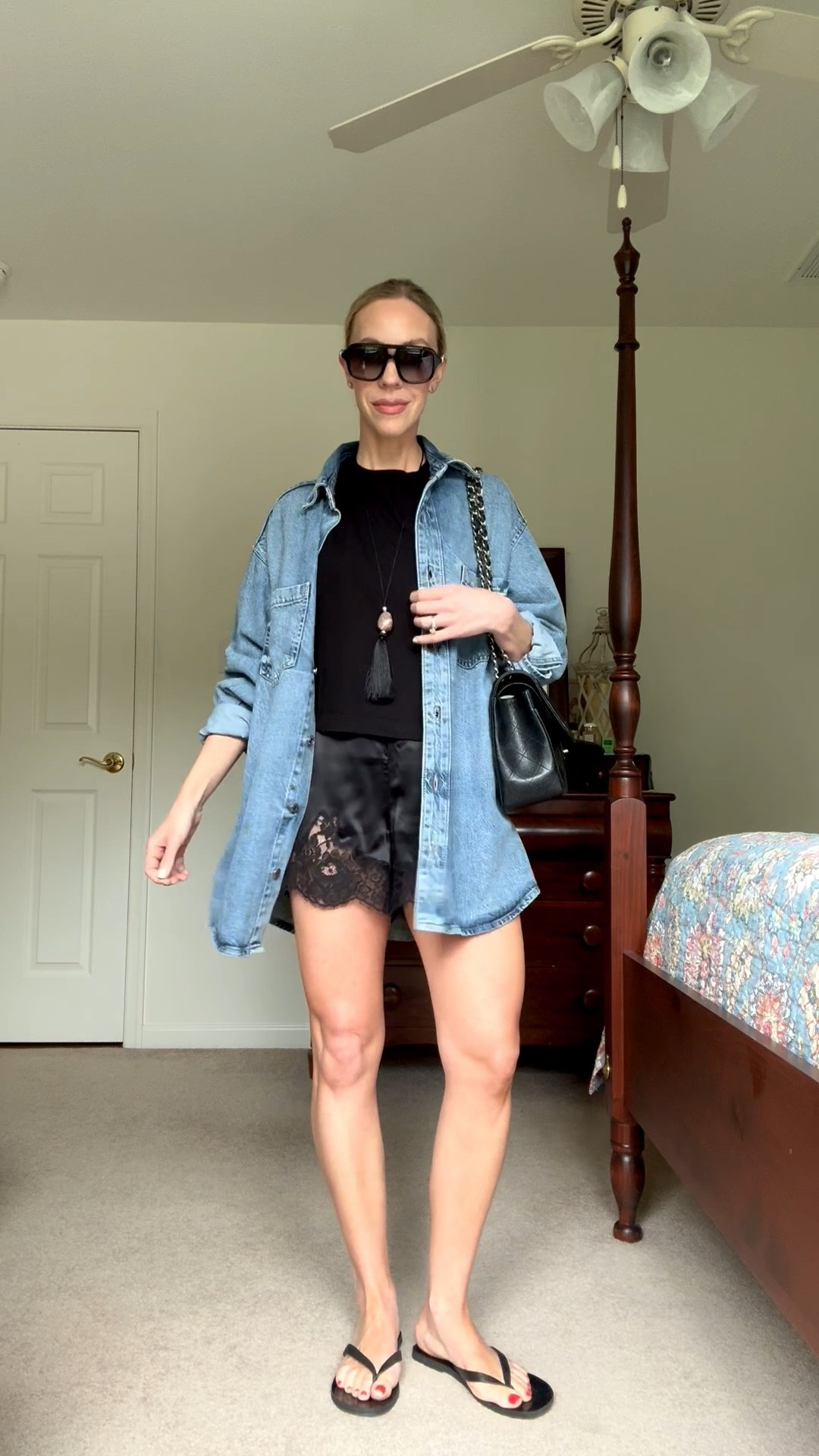 Styling lace shorts with a cropped tee, oversized denim shirt and leather thong sandals

#LTKgrwm #LTKOver40 #LTKSaleAlert