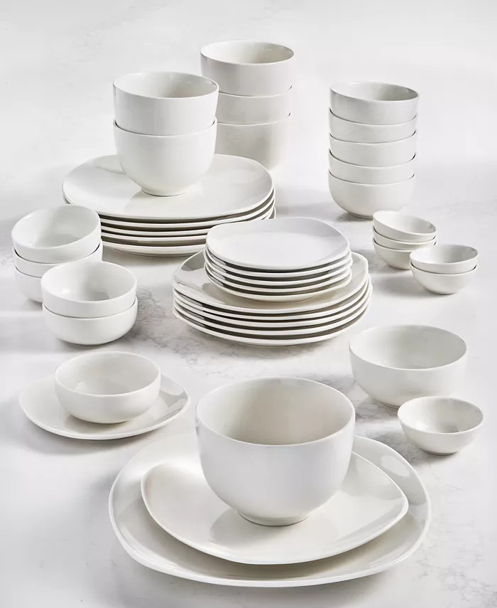 Tabletops Unlimited Inspiration by Denmark Soft Square 42 Pc. Dinnerware Set, Service for 6 - Mac... | Macy's
