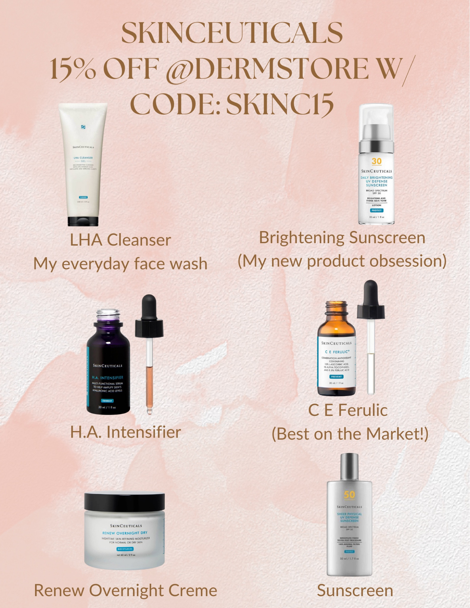 15% OFF SKINCEUTICALS!! Code SKINC15. There’s are all my favorite I use daily! My favorite skincare brand

#LTKsalealert #LTKbeauty #LTKunder100