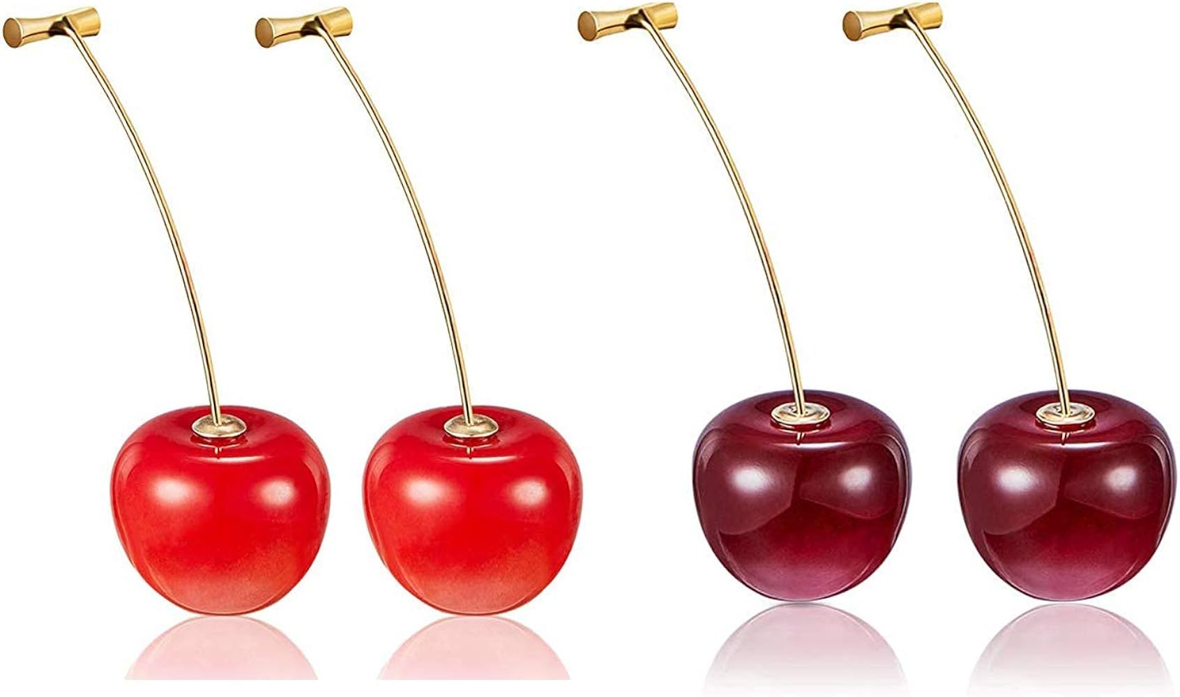 2Pcs 3D Simulation Red Cherry Drop Earrings Cute Fruit Gold Dangle Earrings Charm Jewelry Gift Wi... | Amazon (US)
