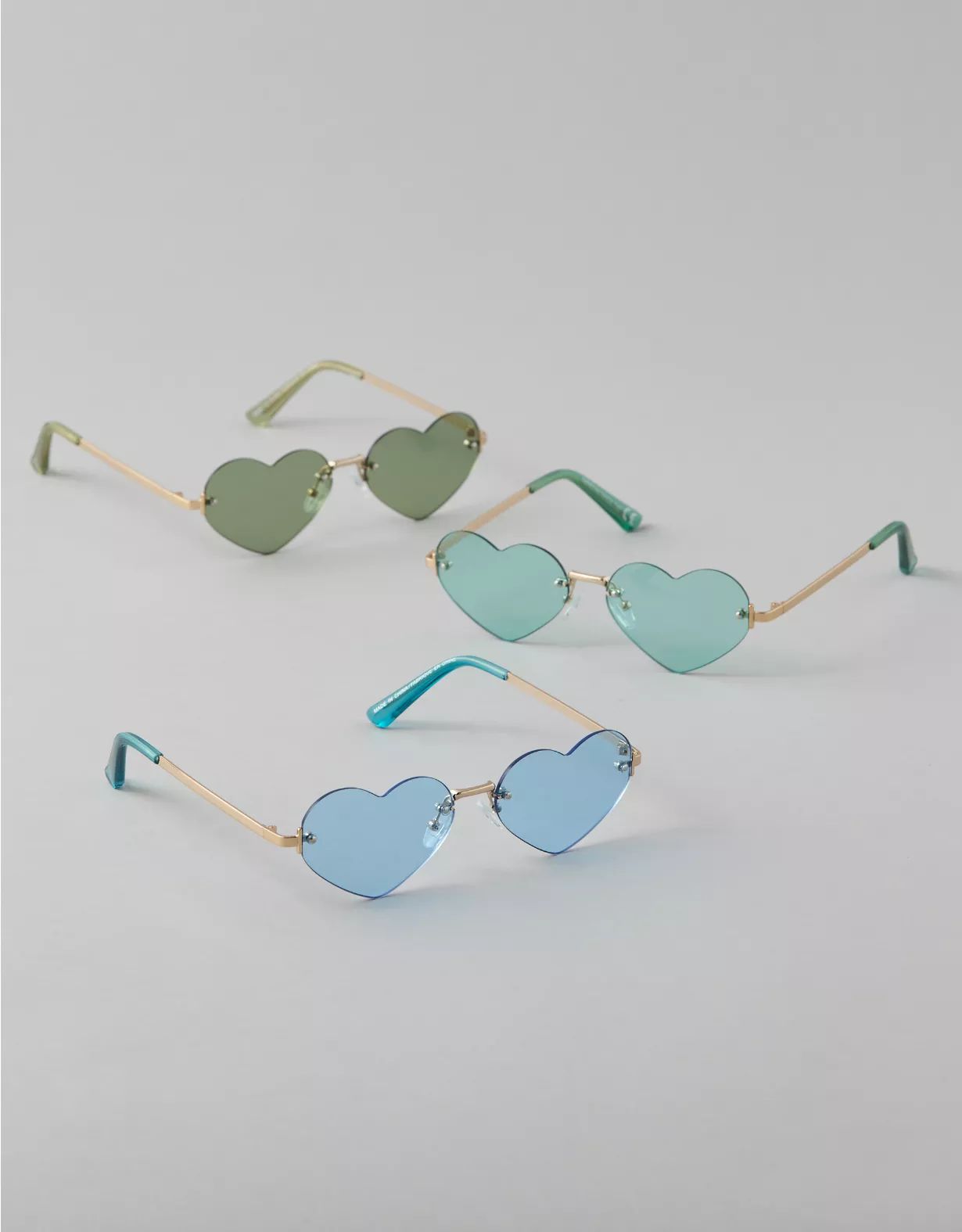 AEO Heart-Shaped Sunglasses Party 3-Pack | American Eagle Outfitters (US & CA)