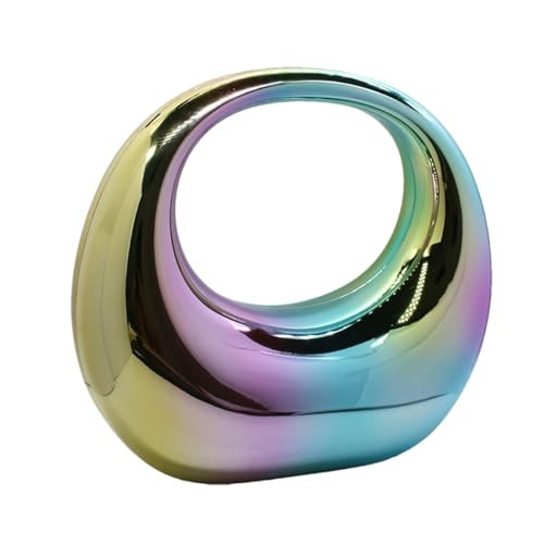 GSYPS Acrylic Evening Clutch Purse Top-handle Moon Hobo Bag, Elegant Marble Handbag for Wedding Cocktail Party B-Rainbow | Amazon (US)