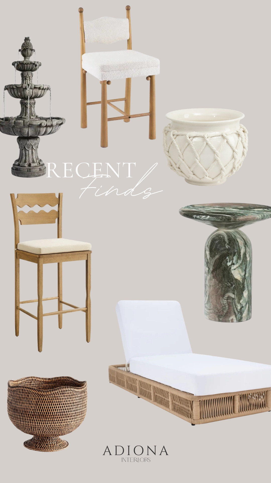 Recent finds 

Outdoor furniture, outdoor chaise, kitchen stools, planter, fountain, side table

#LTKHome #LTKSeasonal