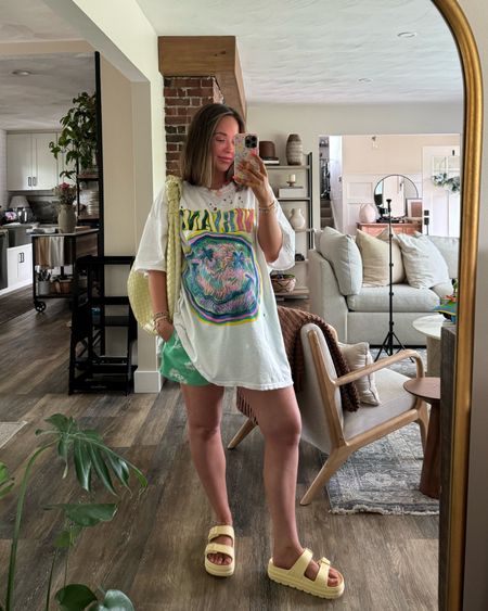 One of the comfiest outfits I’ve put on💚 these boxer shorts are $5 on sale and literally heavenly! 

Boxer short trend, Nirvana tee, urban outfitters, yellow sandals, wild fable sandals, target finds, Anthropologie bag, everyday bag, citron bag, bright colors, summer brights 

#LTKSeasonal #LTKbump #LTKfindsunder100