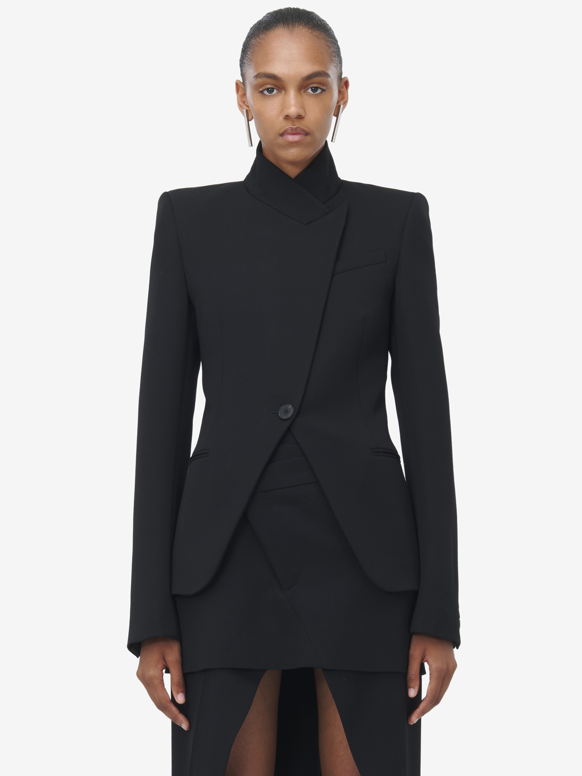 Women's Twisted Spliced Jacket in Black | Alexander McQueen