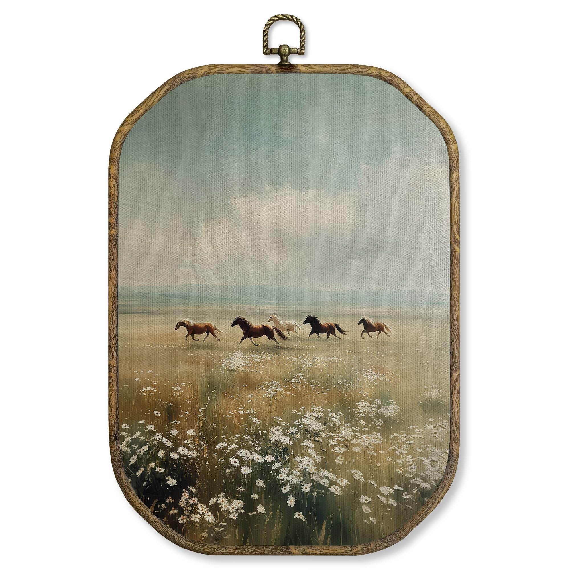 WUHSDIBC Vintage Horse Octagon Wall Art Decor, Rustic Farmhouse Equestrian Framed Canvas Art Prin... | Amazon (US)