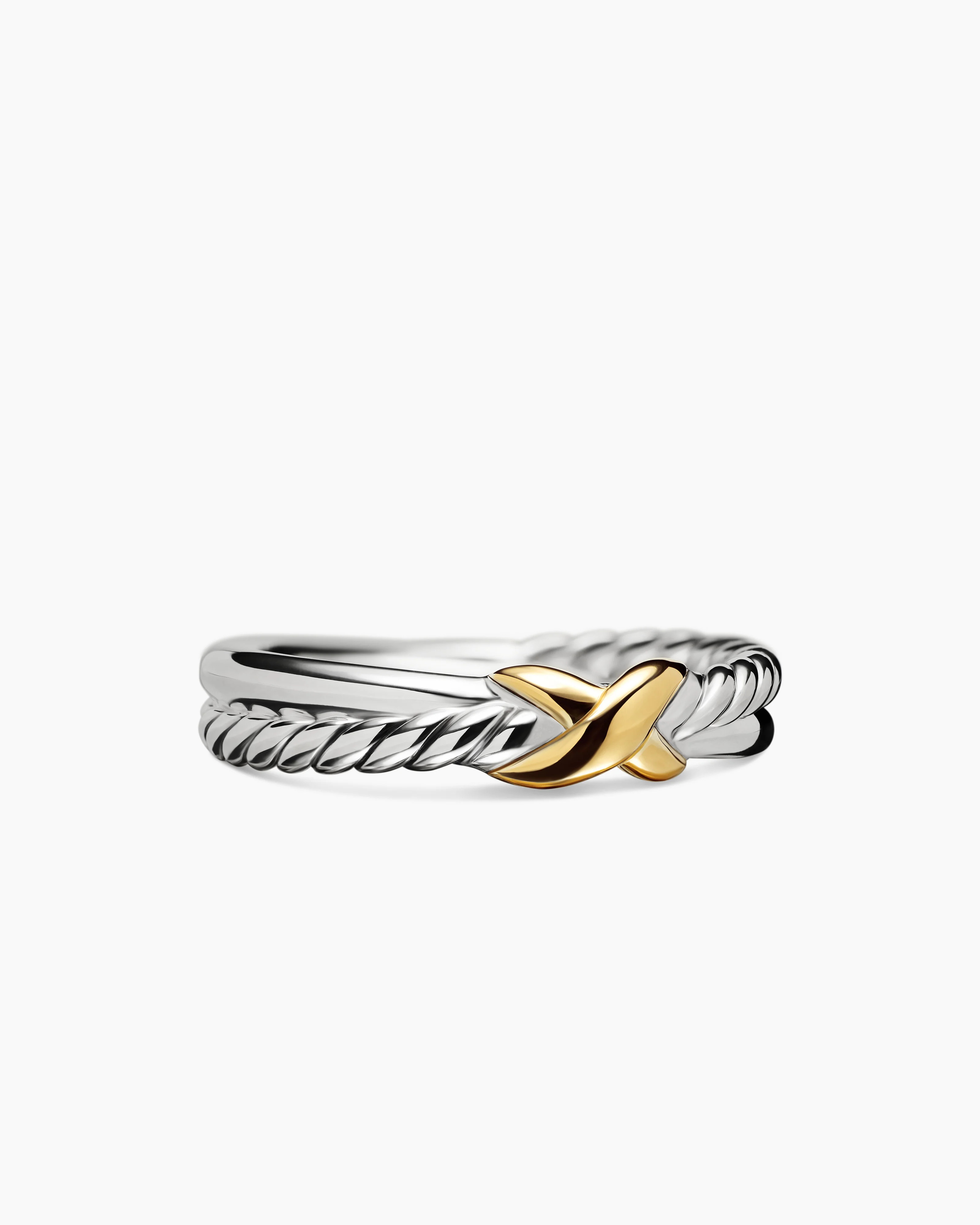 David Yurman | Petite X Ring in Sterling Silver with 18K Yellow Gold, 4mm | David Yurman