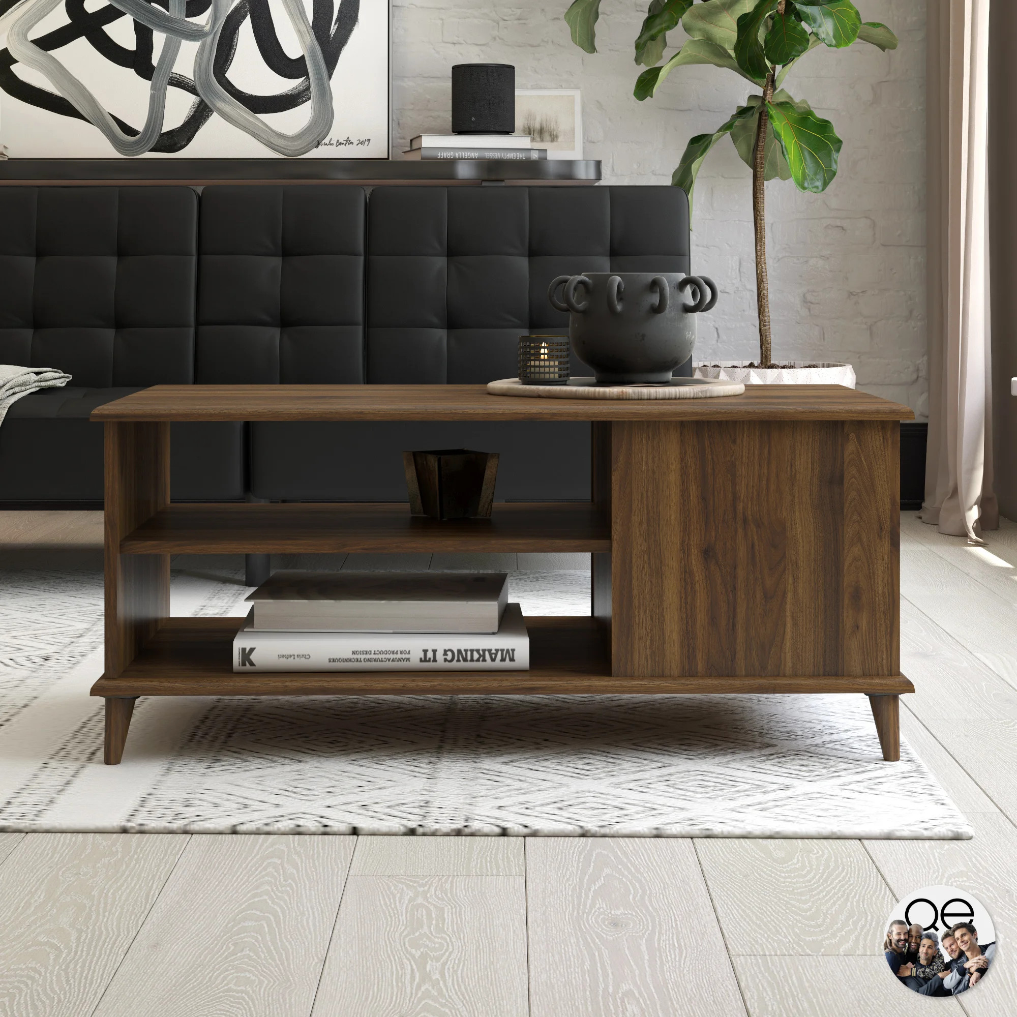 Queer Eye Farnsworth Mid-Century Coffee Table, Walnut - Walmart.com | Walmart (US)