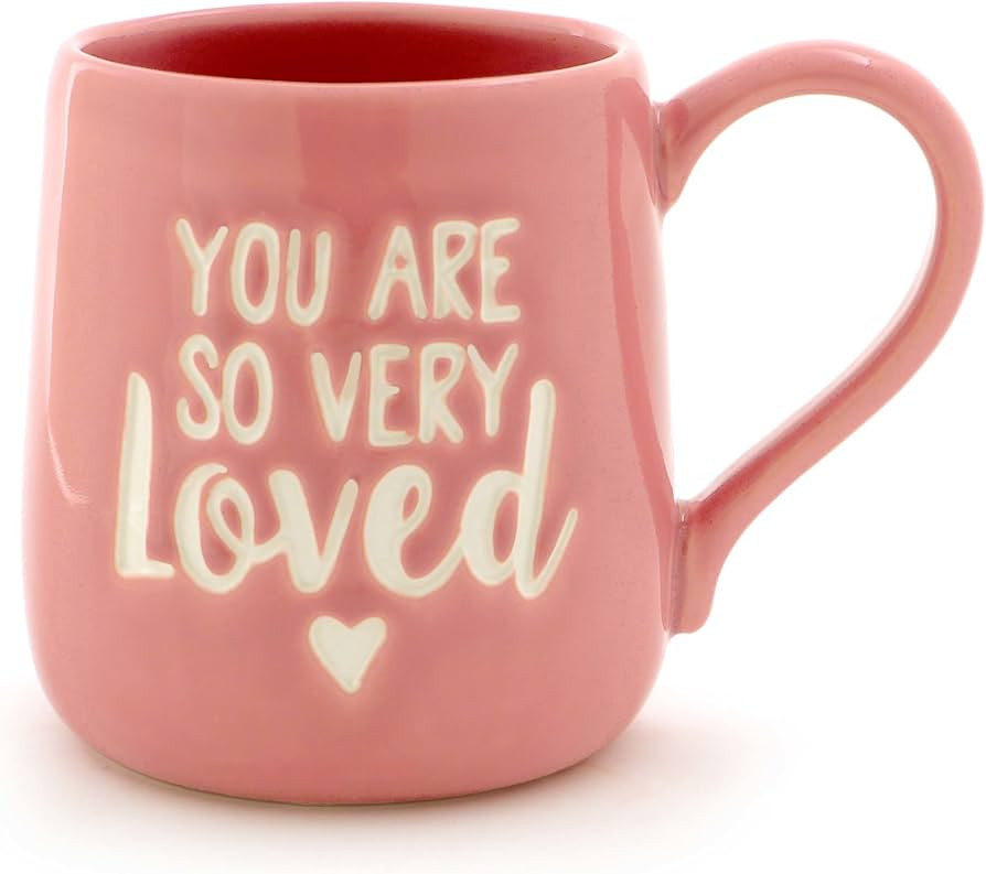 Enesco Our Name is Mud “You are Loved” Stoneware Engraved Coffee Mug, 1 Count (Pack of 1), Pi... | Amazon (US)