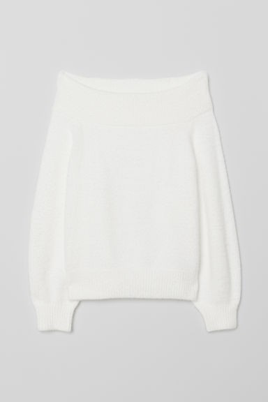 H & M - Off-the-shoulder Sweater - White | H&M (US + CA)