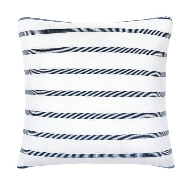 Gap Home Yarn Dyed Twill Stripe Decorative Square Throw Pillow White/Navy 18" x 18" - Walmart.com | Walmart (US)