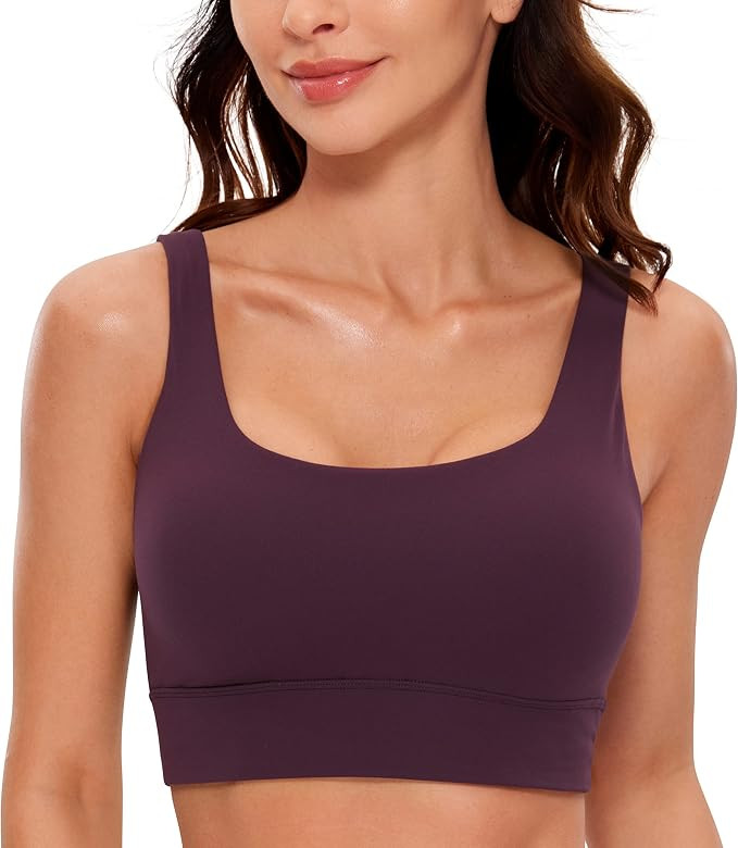 CRZ YOGA Butterluxe Womens U Back Sports Bra - Scoop Neck Padded Low Impact Yoga Clothes Workout ... | Amazon (US)