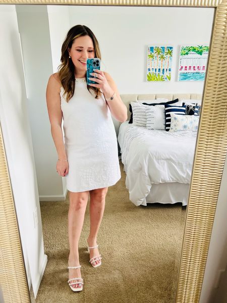 Engagement party white dress outfit! White Lilly Pulitzer shift dress with pearl sandals 

#LTKMidsize #LTKWedding