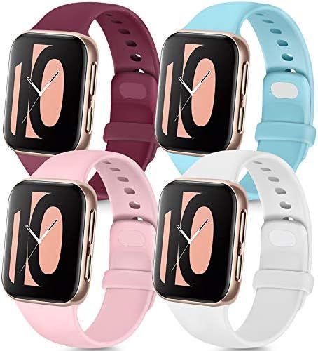 Tobfit 4 Pack Compatible with Apple Watch Band 38mm 42mm 40mm 44mm, Soft Silicone Replacement Ban... | Amazon (US)