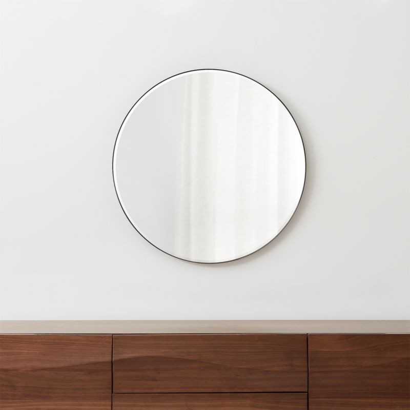 Edge Black Round 30" Wall Mirror + Reviews | Crate & Barrel | Crate & Barrel