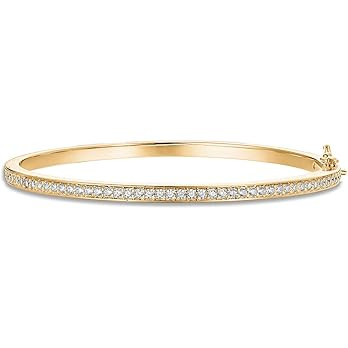 PAVOI 14K Gold Plated Cubic Zirconia Bangle Classic Tennis Bracelet | Gold Bracelets for Women | Amazon (US)