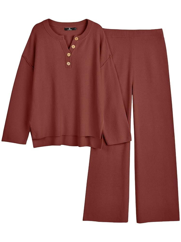 LILLUSORY Women's 2 Piece Lounge Sets Oversized Slouchy Matching Cozy Knit Sets | Amazon (US)