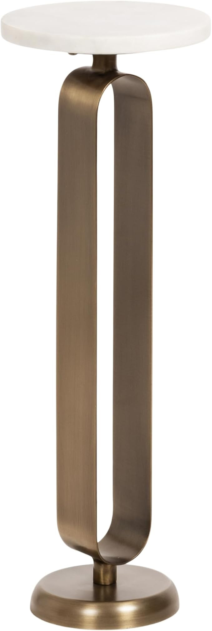 Kate and Laurel Helio Modern Round Marble Drink Table, 8 x 8 x 24, White and Antique Brass, Natur... | Amazon (US)