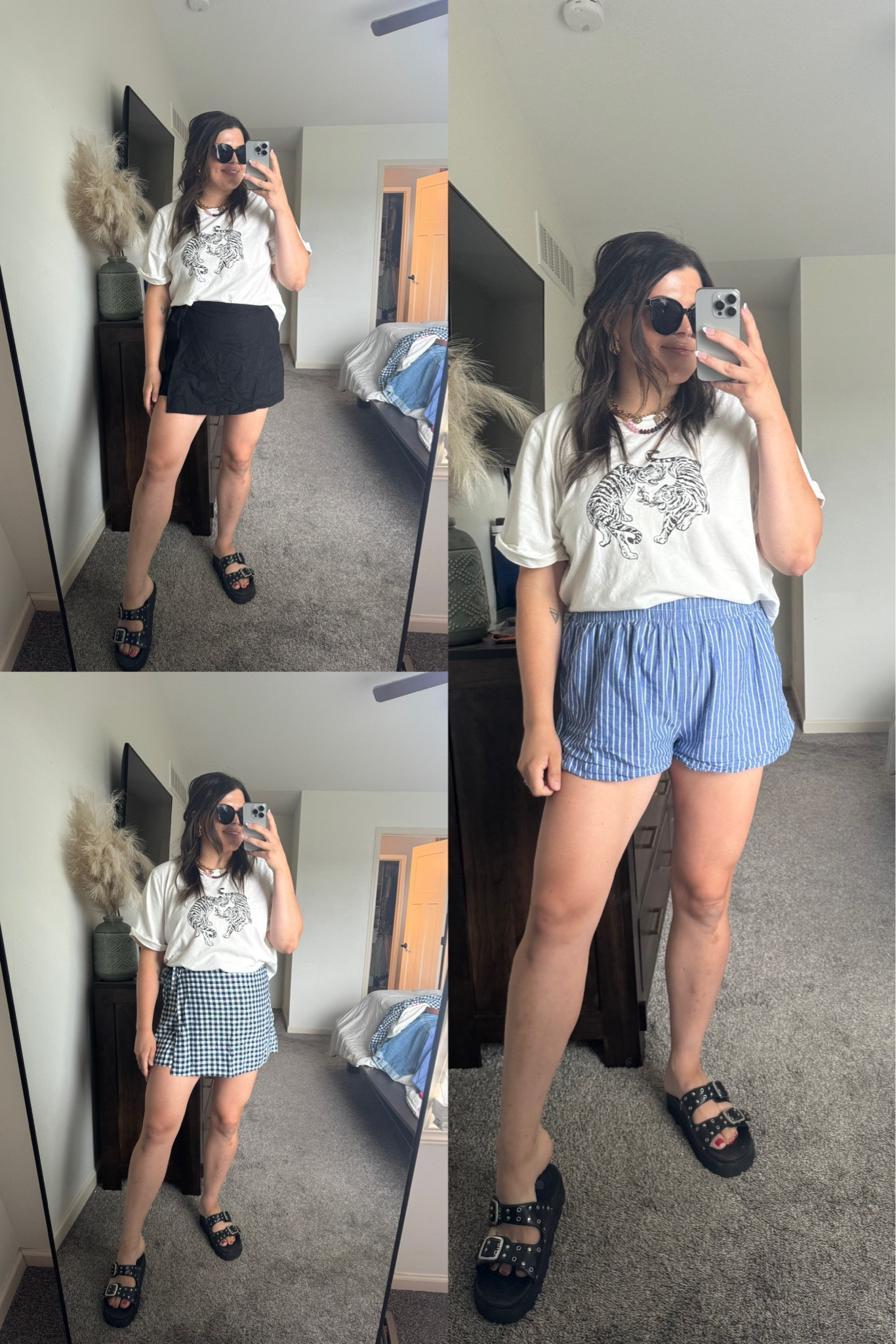 Skort or boxer shorts- which is your favorite? I can’t decide! I got the plaid skort for July 4 and love it!! All the bottoms are old navy! 

#LTKFindsUnder50 #LTKMidsize #LTKStyleTip