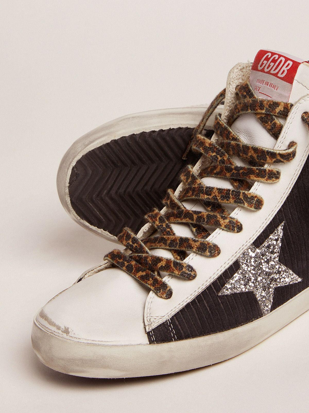 Golden Goose Francy Sneakers In Black Suede With Corduroy Print And Shearling Lining | THE YES | THE YES