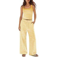 Panadila Womens Striped Two Piece Sets Summer Beach Outfits | 2 Piece Lounge Set, Spaghetti Strap... | Amazon (US)