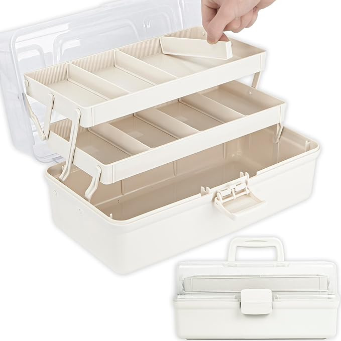 12.5in 3-Layer Multipurpose Craft Organizers and Storage with Adjustable Dividers, Portable Tackl... | Amazon (US)