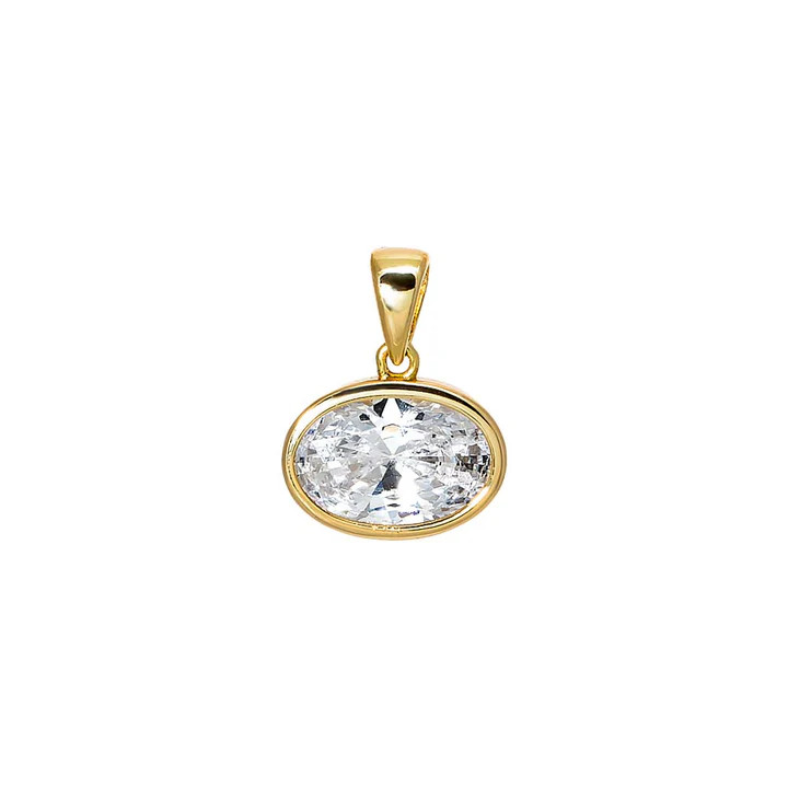 CZ Oval Bezel Charm | Adina Eden