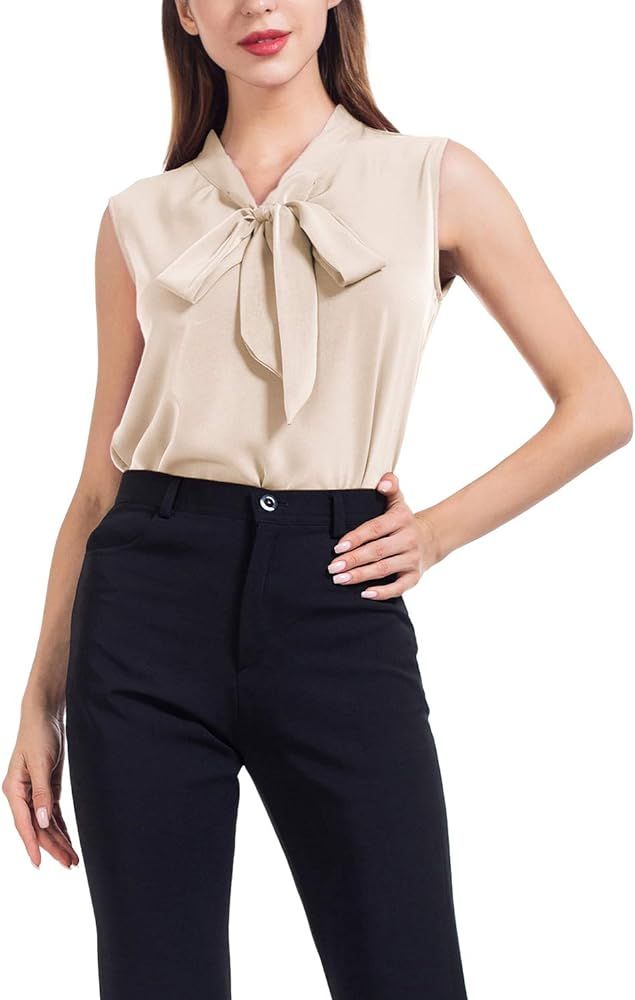 Women's Chiffon Blouse Business Sleeveless Shirt for Work Casual | Amazon (US)