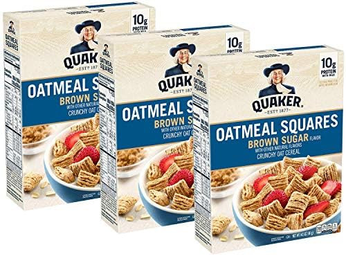 Quaker Oatmeal Squares Breakfast Cereal, Brown Sugar, 14.5oz Boxes (3 Pack) | Amazon (US)