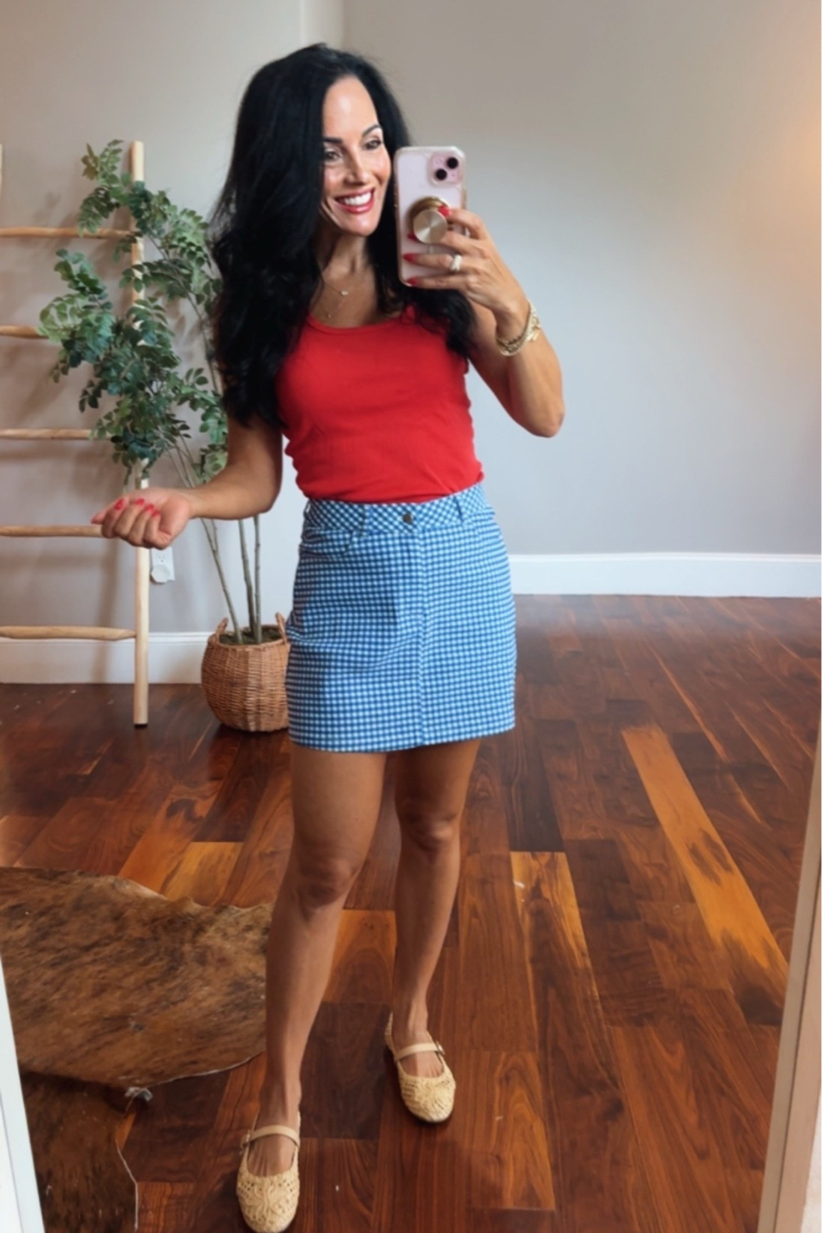 Gingham skirt 
Other colors 
Mary jane shoes

#LTKootd #LTKSeasonal #LTKSaleAlert