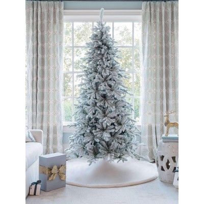 King Of Christmas 7.5ft Snow Flocked Hinged Slim Artificial Christmas Tree Unlit, Queen Flock Xmas Tree | Target