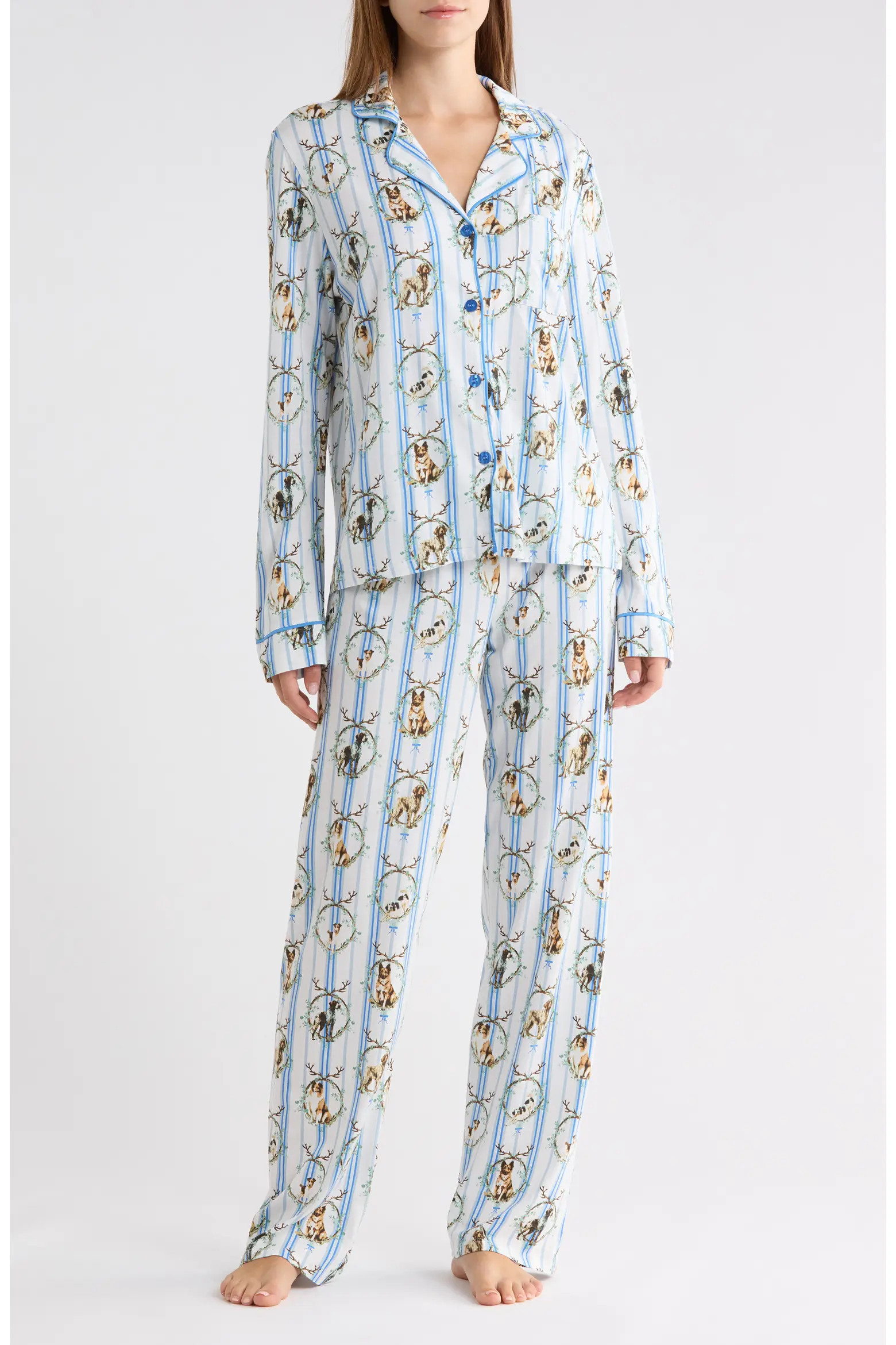 PJ Salvage Print Notch Collar Pajamas in Bubblegum at Nordstrom Rack, Size X-Small | Nordstrom Rack