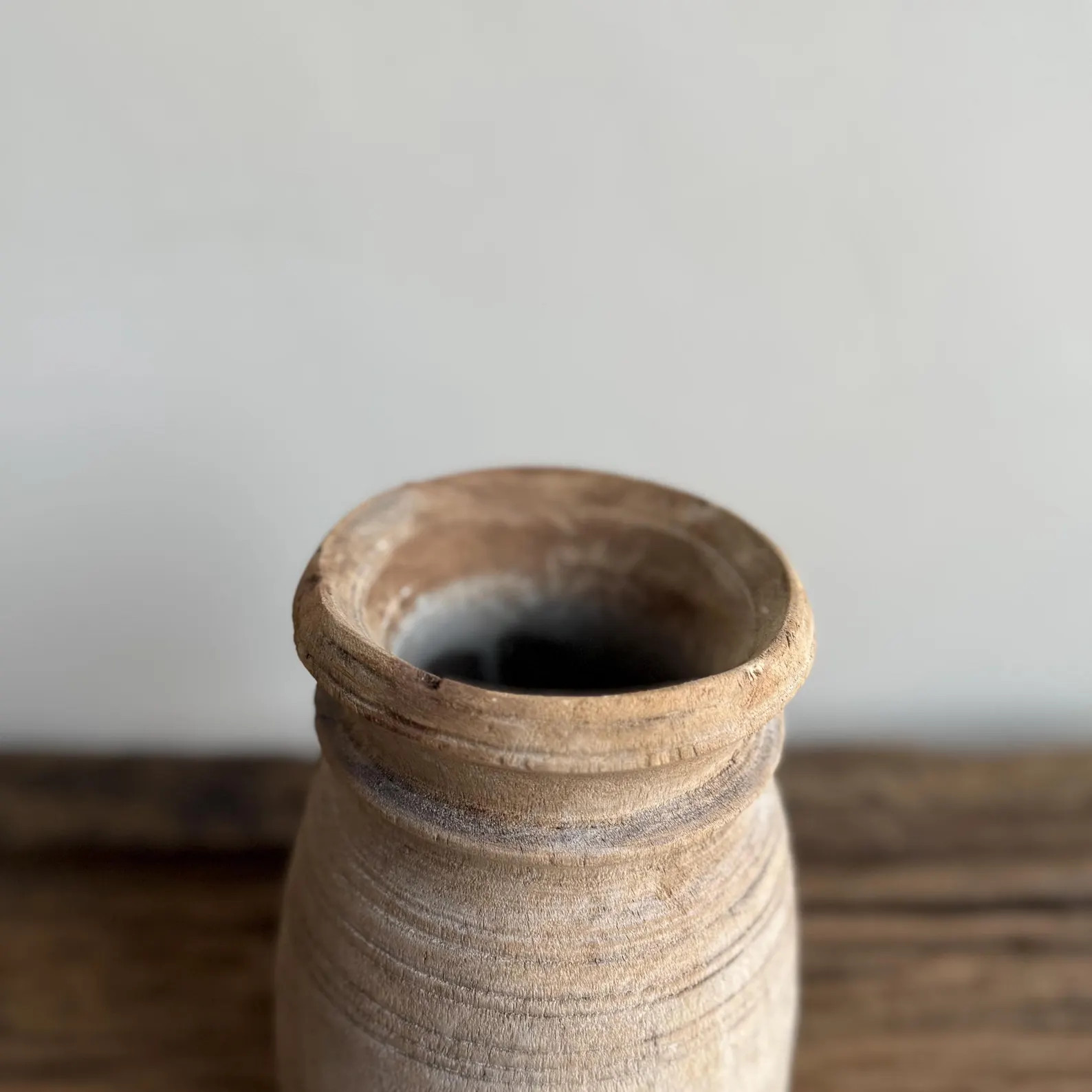 Antique Teak Wooden Vase | Vintage Beige Jug Pot | Rustic Wooden Vessel | Etsy (US)