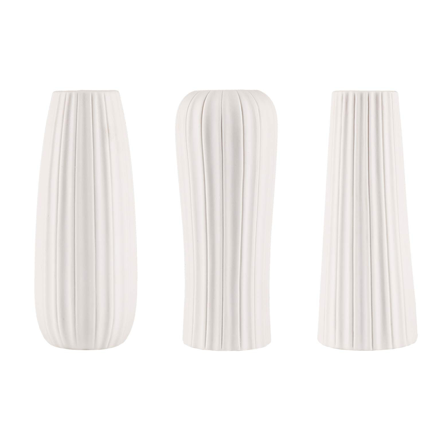 XIGZUHAN White Ceramic Vase Set of 3, Small Flower Vases for Rustic Home Decor，Modern Farmhouse Deco | Amazon (US)
