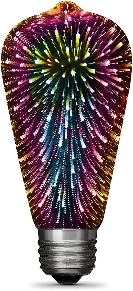 FEIT Electric ST19/PRISM/LED Infinity 3D Fireworks Effect ST19 LED Light Bulb, 5.4" H x2.5 D, Mul... | Amazon (US)