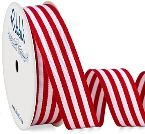 Ribbli Red and White Striped Grosgrain Ribbon,1-Inch x10-Yard,Christmas Ribbon Use for Gift Wrapp... | Amazon (US)