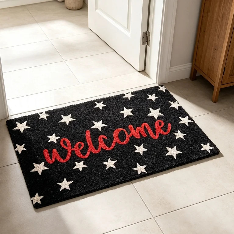 4th of July Decorations Patriotic Star Bathrooms Rugs, 24"x26" Soft Welcome Black Outdoor Rug, In... | Walmart (US)