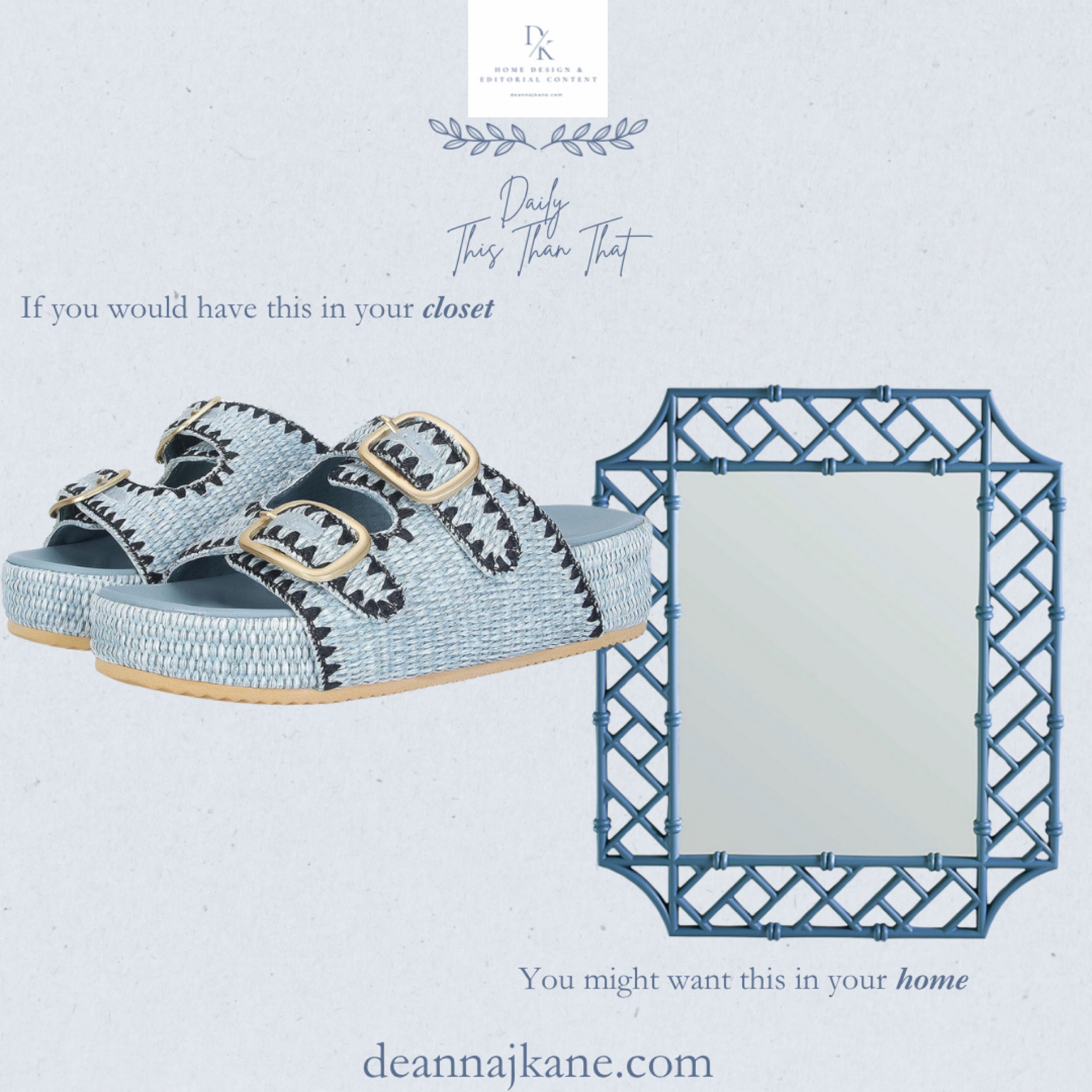 If you would wear these blue sandals, you might want this blue bamboo mirror in your home  

#LTKSeasonal #LTKSpringSale #LTKHome