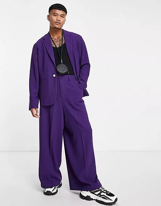 ASOS DESIGN soft tailored suit in dark purple crepe | ASOS | ASOS (Global)