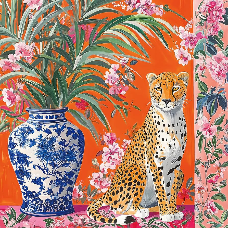 Jigsaw Puzzle for Adults 500 Piece, Cheetah with Blue Vase Art Design Square Puzzles for Adults, ... | Amazon (US)