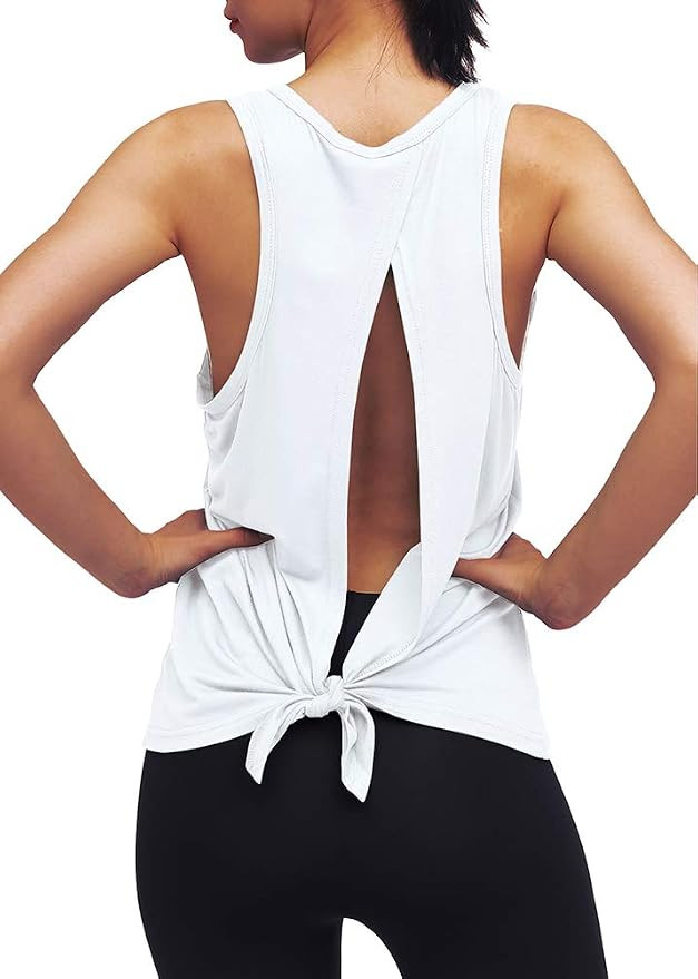 Mippo Workout Tops for Women Open Back Athletic Shirts Gym Clothes | Lightweight, Loose Fit, Back... | Amazon (US)