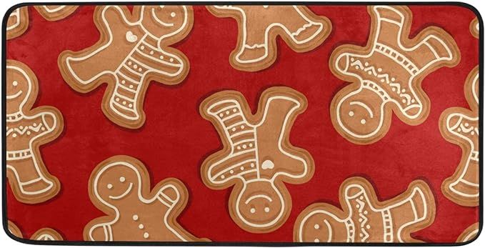 Kitchen Rugs Christmas Gingerbread Cookies Design Non-Slip Soft Kitchen Mats Bath Rug Runner Door... | Amazon (US)